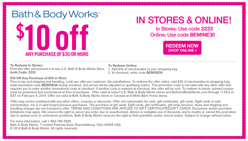 10 percent off retail 2015 codes perfumes for women coupon samples bath n body works