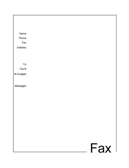 blank Sample Simple Fax Cover Page Templates