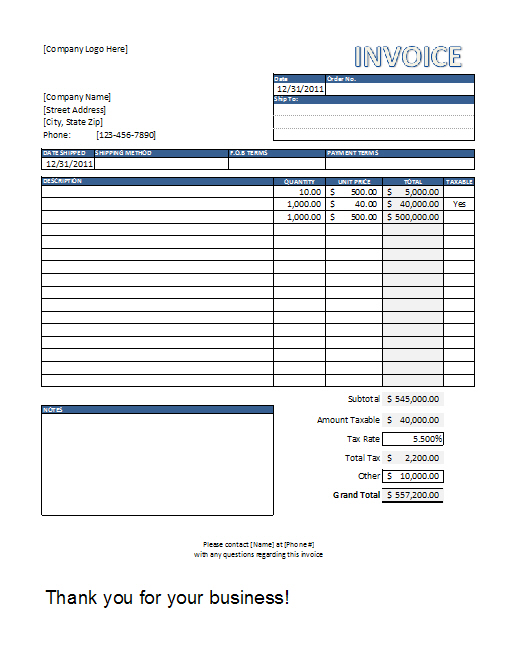 free-small-business-invoice template sample business-printable